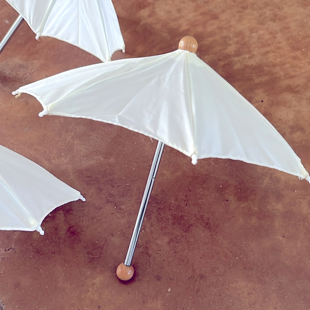 Lot 6 Miniature Parasols Umbrellas Baby Wedding SHOWER Party Favors Doll Accents - Picture 3 of 16
